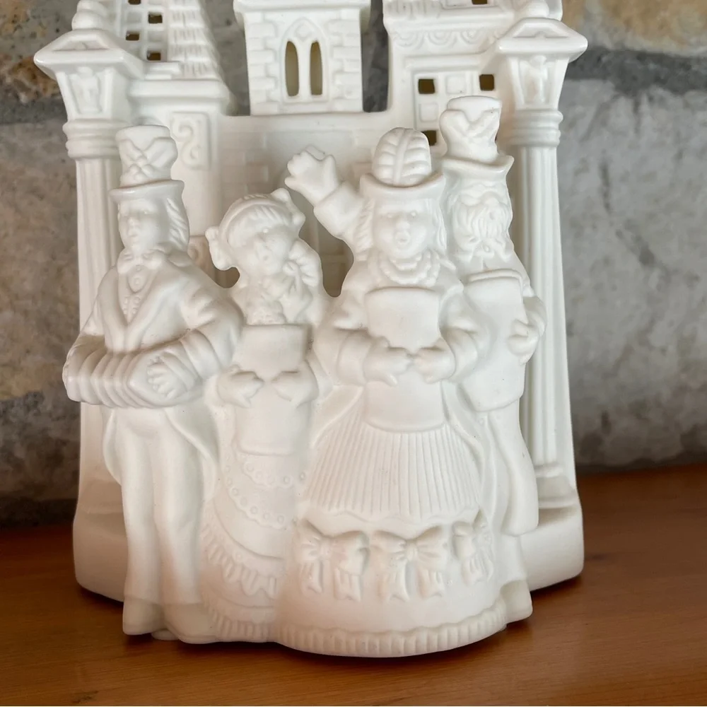 Vintage Homco Victorian Christmas Village Carolers Figurine Votive White